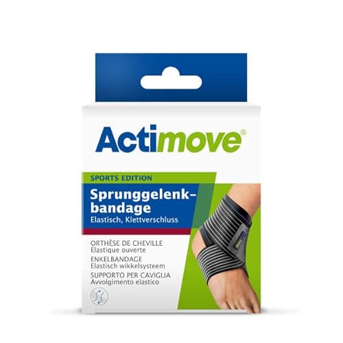 Actimove SPORTS EDITION elastische Sprunggelenkbandage mit Klettverschluss - zur Stabilisierung und Kompression beim Sport - links oder rechts anwendbar - Schwarz, Large von Actimove