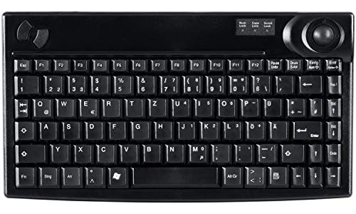 Active Key AK-440-TU-B/GE Kleine Trackball Tastatur, Industrie 4.0, USB Schwarz von Active Key