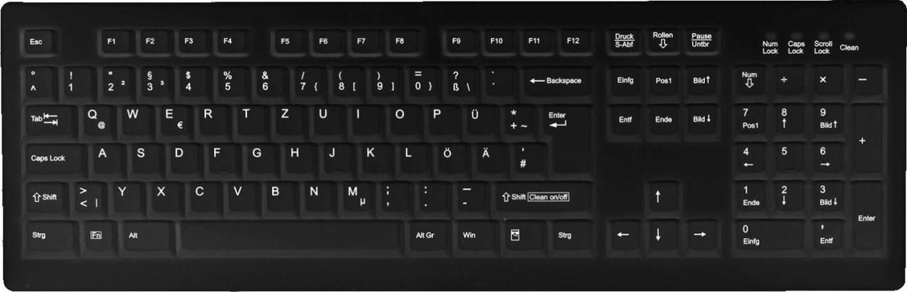 Active Key desinfizierbare Hygiene-Tastatur - Schwarz von Active Key