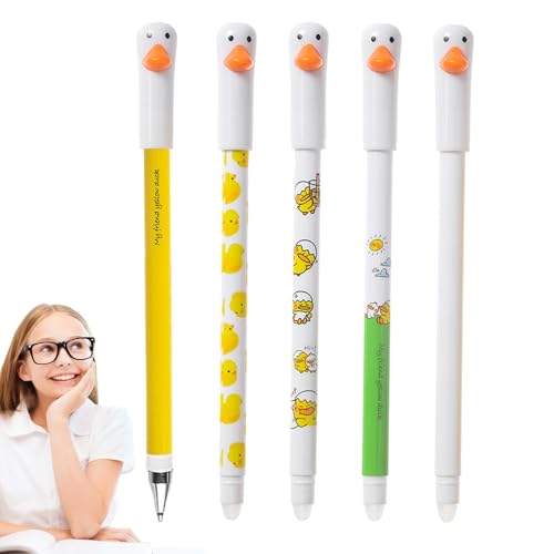 Acunny Radierbarer Stift,0,5mm Radierbare Entenform Gelstifte Zum Schreiben | Schmierfrei Niedliches Glattes Büro-Schulbedarf Für Journaling Notizen Zeichnen Schreiben von Acunny