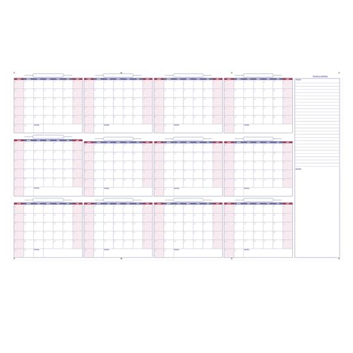 Acunny Trockener Löschkalender für Wand, Wand Trockener Löschkalender - 34,2 x 60 Zoll monatlicher Wandplaner Erinnerung | Wiederverwendbarer löschbarer Organisationskalender für Schule, Arbeitsplatz, von Acunny
