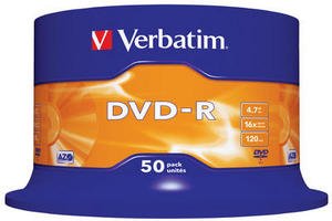 Verbatim 43548 - AZO - matt-silberne DVD-R-Rohlinge in Box, 4.7GB, 120 Min, Geschwindigkeit 16x 1200 von Acusticsound by: Verbatim