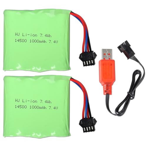 2 STK 7,4 V 1000 mAh 10C RC-Akkupack mit SM-4P-Stecker und USB-Ladekabel für RC-Automodell-Buggy, RC-Boot, LKW, RC Fahrzeuge, RC-Pritschenauflieger Bagger Spielzeug und Gel-Blaster-Akku 2 STK 7,4 V 1000 mAh 10C RC-Akkupack mit SM-4P-Stecker und USB-Ladekabel für RC-Automodell-Buggy, RC-Boot, LKW, RC Fahrzeuge, RC-Pritschenauflieger Bagger Spielzeug und Gel-Blaster-Akku von Acxilexy