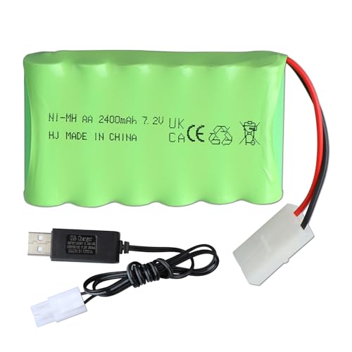 7,2 V 2400 mAh NI-MH-Akku mit KET 2P-Stecker und Ladekabel, 6-Zellen-Akkupack-Akku für RC-Fahrzeuge, Autos, LKWs, Bagger, Raupenfahrzeuge, Panzer, Spielzeug, Modellbau, Elektrowerkzeuge 7,2 V 2400 mAh NI-MH-Akku mit KET 2P-Stecker und Ladekabel, 6-Zellen-Akkupack-Akku für RC-Fahrzeuge, Autos, LKWs, Bagger, Raupenfahrzeuge, Panzer, Spielzeug, Modellbau, Elektrowerkzeuge von Acxilexy