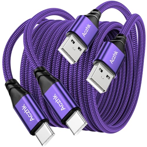 0.5M Kurz USB C Kabel [2Pack] 3.1A Ladekabel USB C Schnellladekabel Nylon USB C Ladekabel für iPhone 16 15 Pro Max, Samsung Galaxy S24 S23 S22 S21 S20 Note 10, Huawei P60, Pixel, Xperia XZ von Aczhk