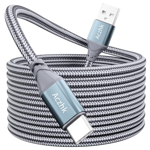 USB C Kabel 5M Extra Lang USB C Ladekabel Nylon PS5 Controller Ladekabel USB Typ C Kable für Huawei P30 Mate30 Sony XperiaSamsung Galaxy S22/S21/S20 Note 10 9 8 PS5 LG V30 V20 G6 G5（grau） von Aczhk