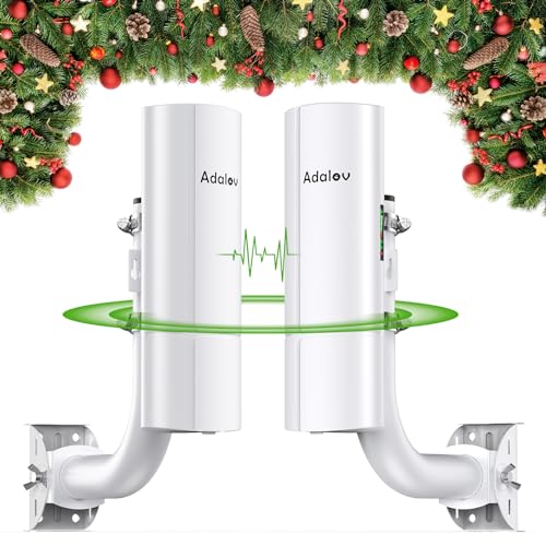 5,8G Gigabit Point-to-Point WLAN Bridge Outdoor, AdaLov 900Mbps Wireless CPE für 3 km Netzwerkverlängerung und IP Camera, Wifi Bridge mit 16dBi Antenne und PoE Adapter, 1000 Mbps LAN Port für PTP/PTMP von AdaLov