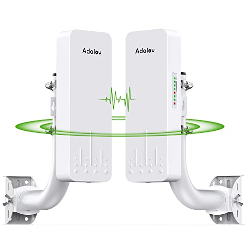 WiFi Bridge mit 2 Halterungshalterungen, 3 km 5,8G Point to Point WLAN Bridge Outdoor CPE, Adalov CPE660 Wireless Bridge für PtP/PtMP mit 14DBi Antenne, PoE Adapter, 2 RJ45 Ethernet Port, 2er-Pack von AdaLov