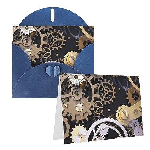 Steampunk-Grußkarte mit mechanischen Zahnrädern, mit Umschlägen, halbgefaltet, Weihnachtskarten, Dankeskarte für Urlaub, Hochzeit, Party, 15 x 10 cm von AdaNti
