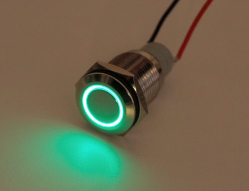 Adafruit Robustes Metall/Aus-Schalter mit LED grün Ring von Adafruit