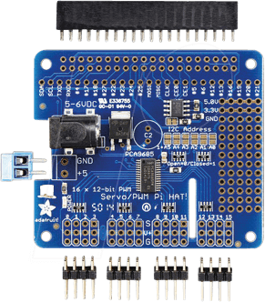 RPI SERVO HAT - Raspberry Pi - Servo-HAT, 16 Kanal PWM, PCA9685 von Adafruit