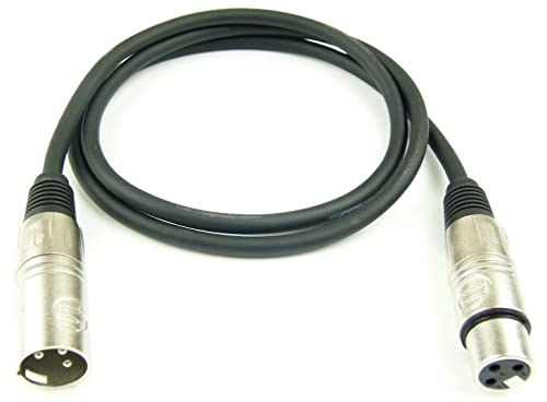 Adam Hall Cables 1 Stück K3MMF0100 Mikrofonkabel XLR female auf XLR male DMX Audio Kabel 3 pol polig (1,0 m, Schwarz, 1) von Adam Hall Cables