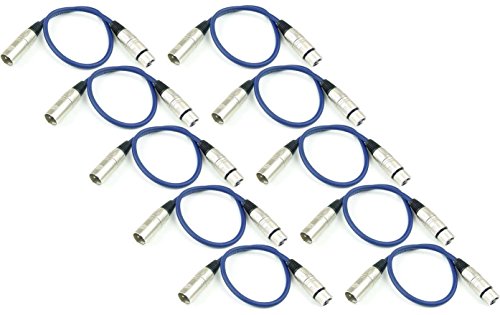 Adam Hall Cables 10 Stück K3MMF0050BLU Mikrofonkabel XLR female auf XLR male DMX Audio Kabel 3 pol polig (0,5 m, Blau, 10) von Adam Hall Cables