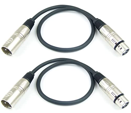 Adam Hall Cables 2 Stück K3MMF0050BLK Mikrofonkabel XLR female auf XLR male DMX Audio Kabel 3 pol polig (0,5 m, Schwarz, 2) von Adam Hall Cables