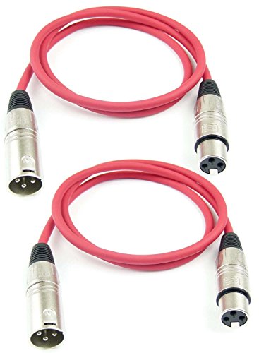 Adam Hall Cables 2 Stück K3MMF0100RED Mikrofonkabel XLR female auf XLR male DMX Audio Kabel 3 pol polig (1,0 m, Rot, 2) von Adam Hall Cables