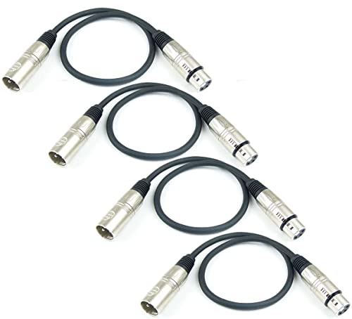 Adam Hall Cables 4 Stück K3MMF0050BLK Mikrofonkabel XLR female auf XLR male DMX Audio Kabel 3 pol polig (0,5 m, Schwarz, 4) von Adam Hall Cables