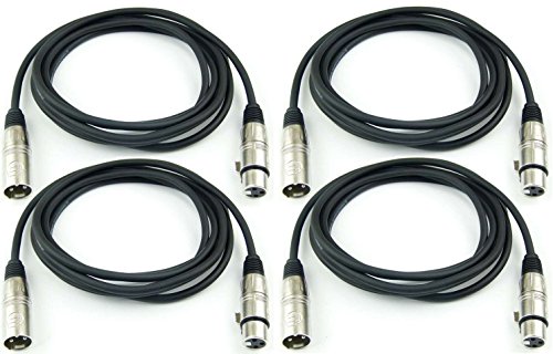 Adam Hall Cables 4 Stück K3MMF0300 Mikrofonkabel XLR female auf XLR male DMX Audio Kabel 3 pol polig (3,0 m, Schwarz, 4) von Adam Hall Cables
