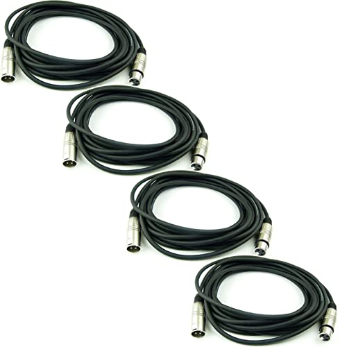 Adam Hall Cables 4 Stück K3MMF0600 Mikrofonkabel XLR female auf XLR male DMX Audio Kabel 3 pol polig (6,0 m, Schwarz, 4) von Adam Hall Cables