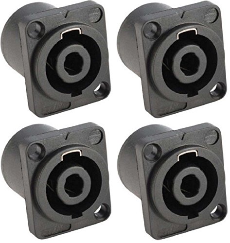 4x ADAM HALL - Connectors K4PSM4BLK Einbaubuchse 4 polig - SPKn speakON Lautsprechereinbaubuchse Einbaustecker von Adam Hall Connectors