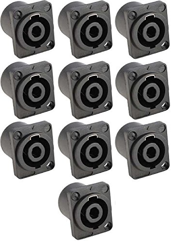 Adam Hall Connectors 10x K4PSM4BLK Einbaubuchse 4 polig - SPKn speakON Lautsprechereinbaubuchse Einbaustecker von Adam Hall Connectors