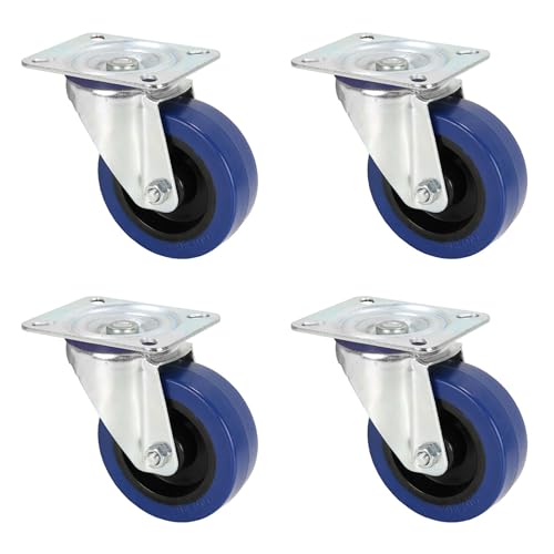 Adam Hall Hardware 372151 M4 AH - 4x Stahl Lenkrolle mit blauem Rad, 100mm von Adam Hall Hardware
