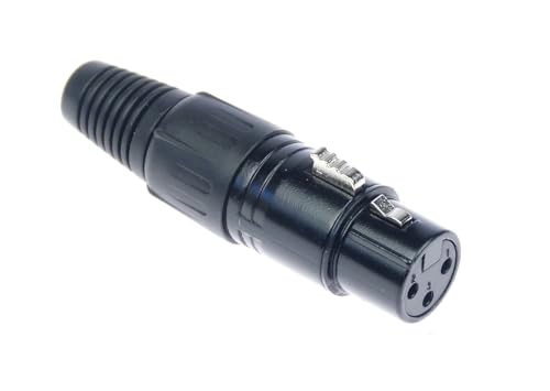 Adam Hall 1 x Connectors K3CXF3BLK - XLR 3 pol Mikrofon Kabel Kupplung Buchse female schwarz, versilbert 3 Star Serie von Adam Hall