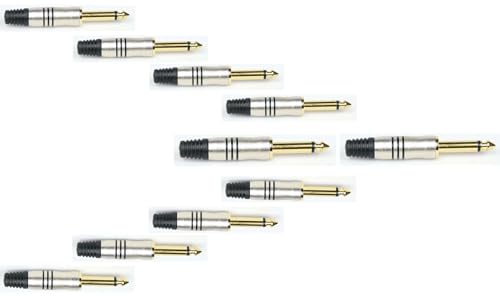 Adam Hall 10 x K3CJM2 GOLD - 6,3 mm Mono Kabel Klinke TS Stecker 2 pol male silber, vergoldete Kontakte, 3 Star Serie Adam Hall 10 x K3CJM2 GOLD - 6,3 mm Mono Kabel Klinke TS Stecker 2 pol male silber, vergoldete Kontakte, 3 Star Serie von Adam Hall