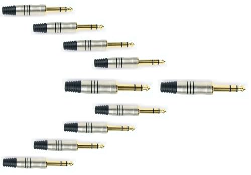 Adam Hall 10 x K3CJM3 GOLD - 6,3 mm Stereo Kabel Klinke TRS Stecker 3 pol male silber, vergoldete Kontakte, 3 Star Serie Adam Hall 10 x K3CJM3 GOLD - 6,3 mm Stereo Kabel Klinke TRS Stecker 3 pol male silber, vergoldete Kontakte, 3 Star Serie von Adam Hall