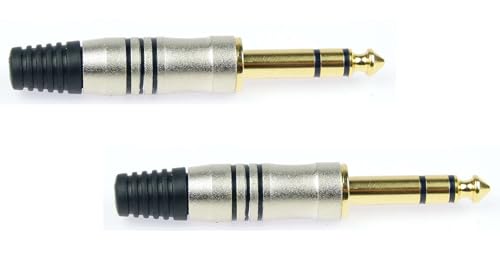 Adam Hall 2 x K3CJM3 GOLD - 6,3 mm Stereo Kabel Klinke TRS Stecker 3 pol male silber, vergoldete Kontakte, 3 Star Serie Adam Hall 2 x K3CJM3 GOLD - 6,3 mm Stereo Kabel Klinke TRS Stecker 3 pol male silber, vergoldete Kontakte, 3 Star Serie von Adam Hall