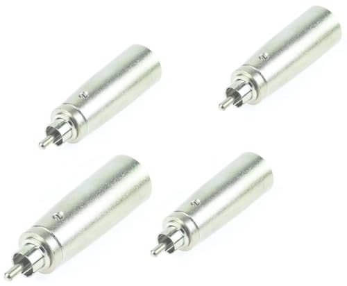 Adam Hall 4 x Connectors K4A RM2 XM3 Ganzmetall Adapter Verbinder Konverter - XLR 3 pol Male Stecker auf Cinch RCA Male Stecker Adam Hall 4 x Connectors K4A RM2 XM3 Ganzmetall Adapter Verbinder Konverter - XLR 3 pol Male Stecker auf Cinch RCA Male Stecker von Adam Hall