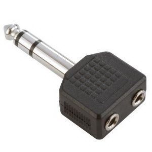 Adam Hall 7545 Y-Adapter 2 x 3,5 mm stereo Klinke female auf 6,3 mm stereo Klinke male von Adam Hall