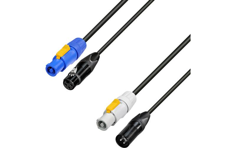 Adam Hall 8101 PSDT 0150 N - Netz- & DMX-Kabel PowerCon In & XLR female zu PowerCon Out & XLR male 1,5 m von Adam Hall