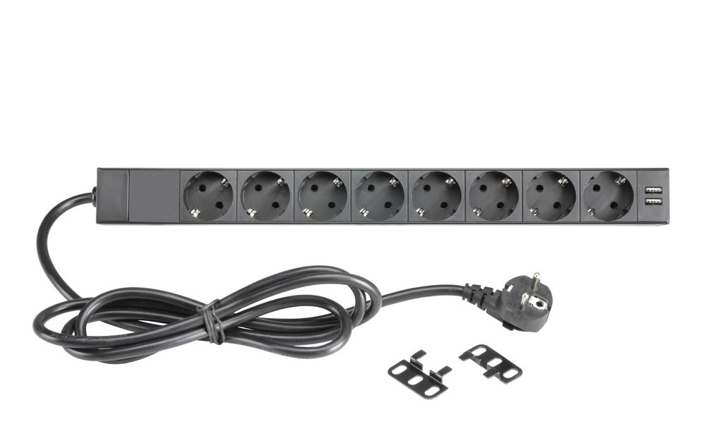 Adam Hall 87471 USB 8-fach 19" Steckdosenleiste mit Schalter und 2 USB-Ladebuchsen Adam Hall 87471 USB 8-fach 19" Steckdosenleiste mit Schalter und 2 USB-Ladebuchsen von Adam Hall