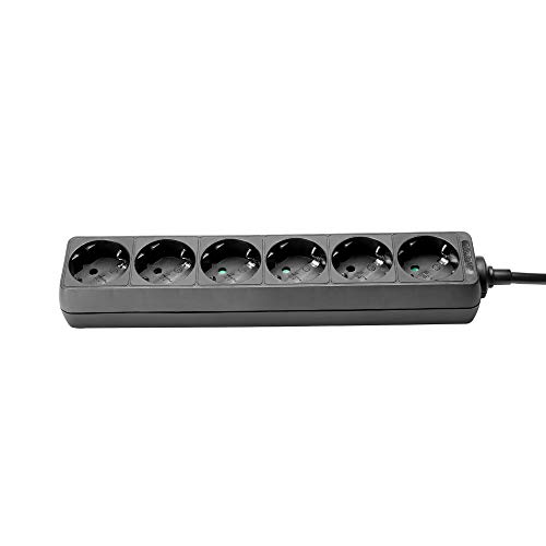 Adam Hall Accessories 8747X6M5 6-Fach Plastik Steckdosenleiste Ohne Schalter-5M Schwarz von Adam Hall Cables