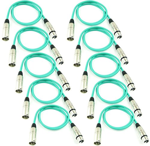 Adam Hall Cables 10 Stück K3MMF0100GRN Mikrofonkabel XLR female auf XLR male DMX Audio Kabel 3 pol polig (1,0 m, Grün, 10) von Adam Hall