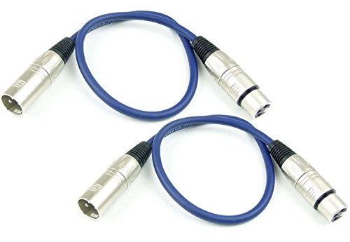 Adam Hall Cables 2 Stück K3MMF0050BLU Mikrofonkabel XLR female auf XLR male DMX Audio Kabel 3 pol polig (0,5 m, Blau, 2) von Adam Hall