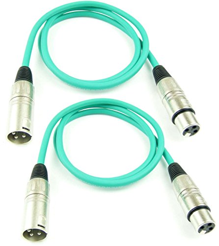 Adam Hall Cables 2 Stück K3MMF0100GRN Mikrofonkabel XLR female auf XLR male DMX Audio Kabel 3 pol polig (1,0 m, Grün, 2) von Adam Hall