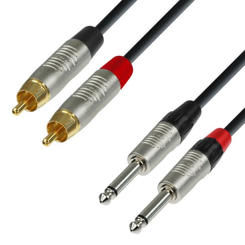 Adam Hall Cables 4 STAR TPC 0090 Twin-Kabel REAN 2 x Klinke TS auf 2 x Cinch | 0.9 m von Adam Hall