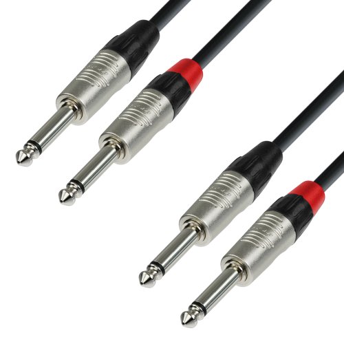 Adam Hall Cables 4 STAR TPP 0300 Twin-Kabel REAN 2 x Klinke TS auf 2 x Klinke TS | 3 m von Adam Hall