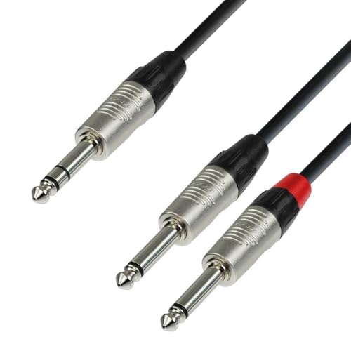 Adam Hall Cables 4 STAR YVPP 0150 Audiokabel REAN 6,3 mm Klinke Stereo auf 2 x 6,3 mm Klinke Mono 1,5 m von Adam Hall