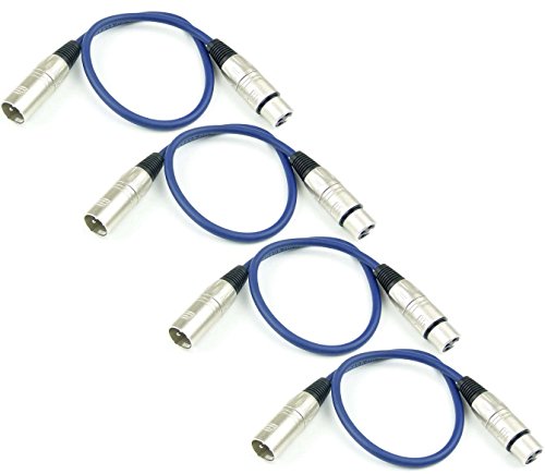 Adam Hall Cables 4 Stück K3MMF0050BLU Mikrofonkabel XLR female auf XLR male DMX Audio Kabel 3 pol polig (0,5 m, Blau, 4) von Adam Hall
