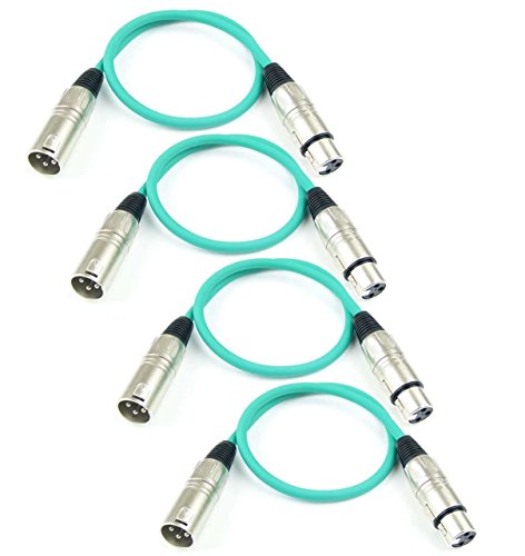 Adam Hall Cables 4 Stück K3MMF0050GRN Mikrofonkabel XLR female auf XLR male DMX Audio Kabel 3 pol polig (0,5 m, Grün, 4) von Adam Hall