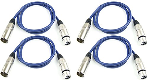 Adam Hall Cables 4 Stück K3MMF0100BLU Mikrofonkabel XLR female auf XLR male DMX Audio Kabel 3 pol polig (1,0 m, Blau, 4) von Adam Hall