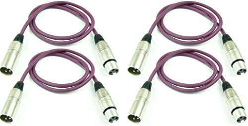 Adam Hall Cables 4 Stück K3MMF0100PUR Mikrofonkabel XLR female auf XLR male DMX Audio Kabel 3 pol polig (1,0 m, Lila, 4) von Adam Hall Cables