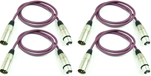 Adam Hall Cables 4 Stück K3MMF0100PUR Mikrofonkabel XLR female auf XLR male DMX Audio Kabel 3 pol polig (1,0 m, Lila, 4) von Adam Hall