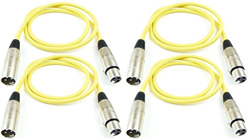 Adam Hall Cables 4 Stück K3MMF0100YEL Mikrofonkabel XLR female auf XLR male DMX Audio Kabel 3 pol polig (1,0 m, Gelb, 4) von Adam Hall