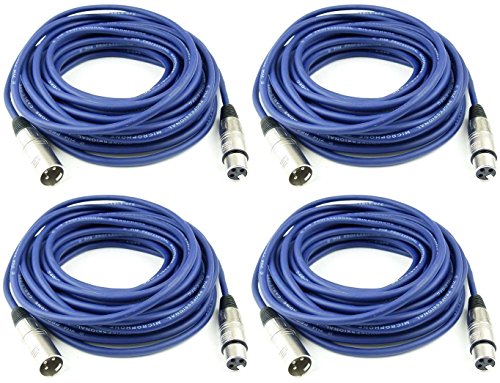 Adam Hall Cables 4 Stück K3MMF1000BLU Mikrofonkabel 10m Blau XLR female auf XLR male DMX Audio Kabel 3 pol polig (10 m, Blau, 4) von Adam Hall