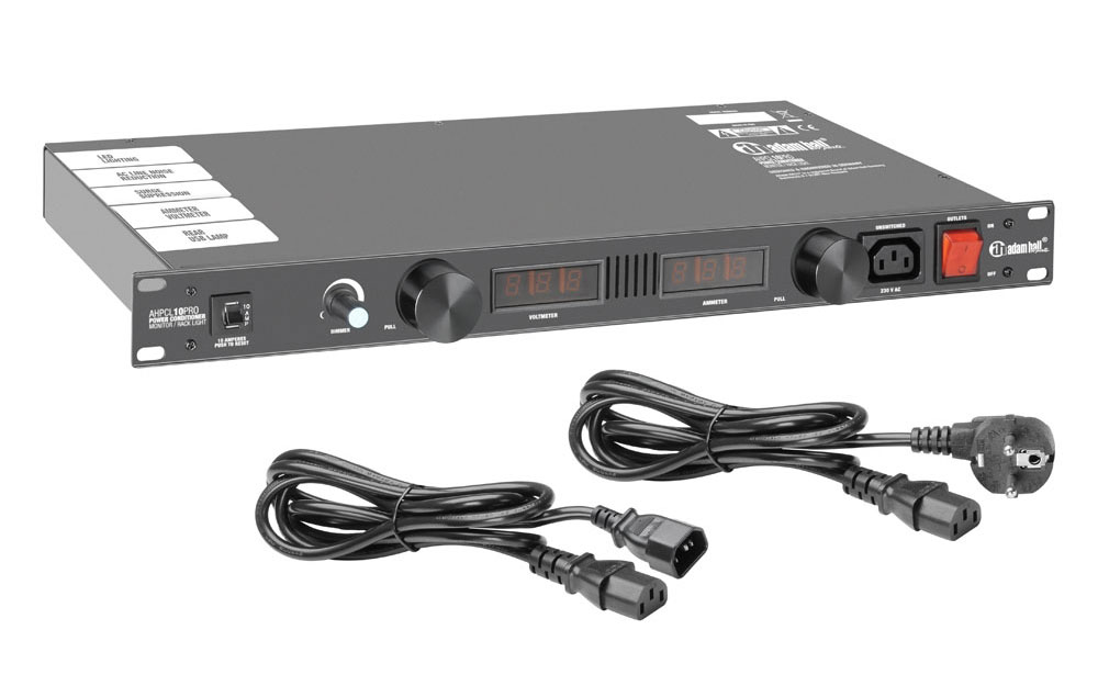 Adam Hall PCL 10 PRO Power Conditioner mit Volt- und Amperemeter, Display und Rack-Beleuchtung von Adam Hall