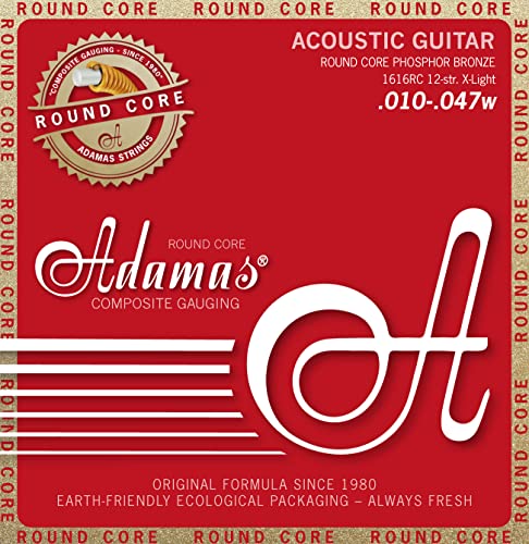 Adamas Akustik-Gitarren Saiten Historic Reissue Phosphor Bronze Round Core Satz 12-str. Light .010-.047 - 1616RC von Adamas