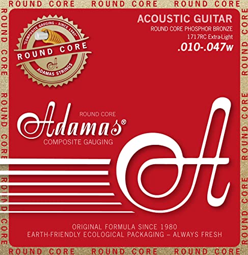 Adamas Akustik-Gitarren Saiten Historic Reissue Phosphor Bronze Round Core Satz Extra Light .010-.047 - 1717RC von Adamas